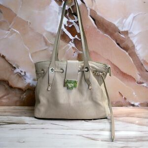 Authentic Jimmy Choo Rhea shoulder bag tote cream gold leather